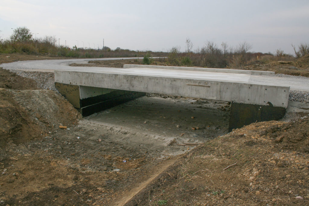 Concrete culverts along the industrial park roads